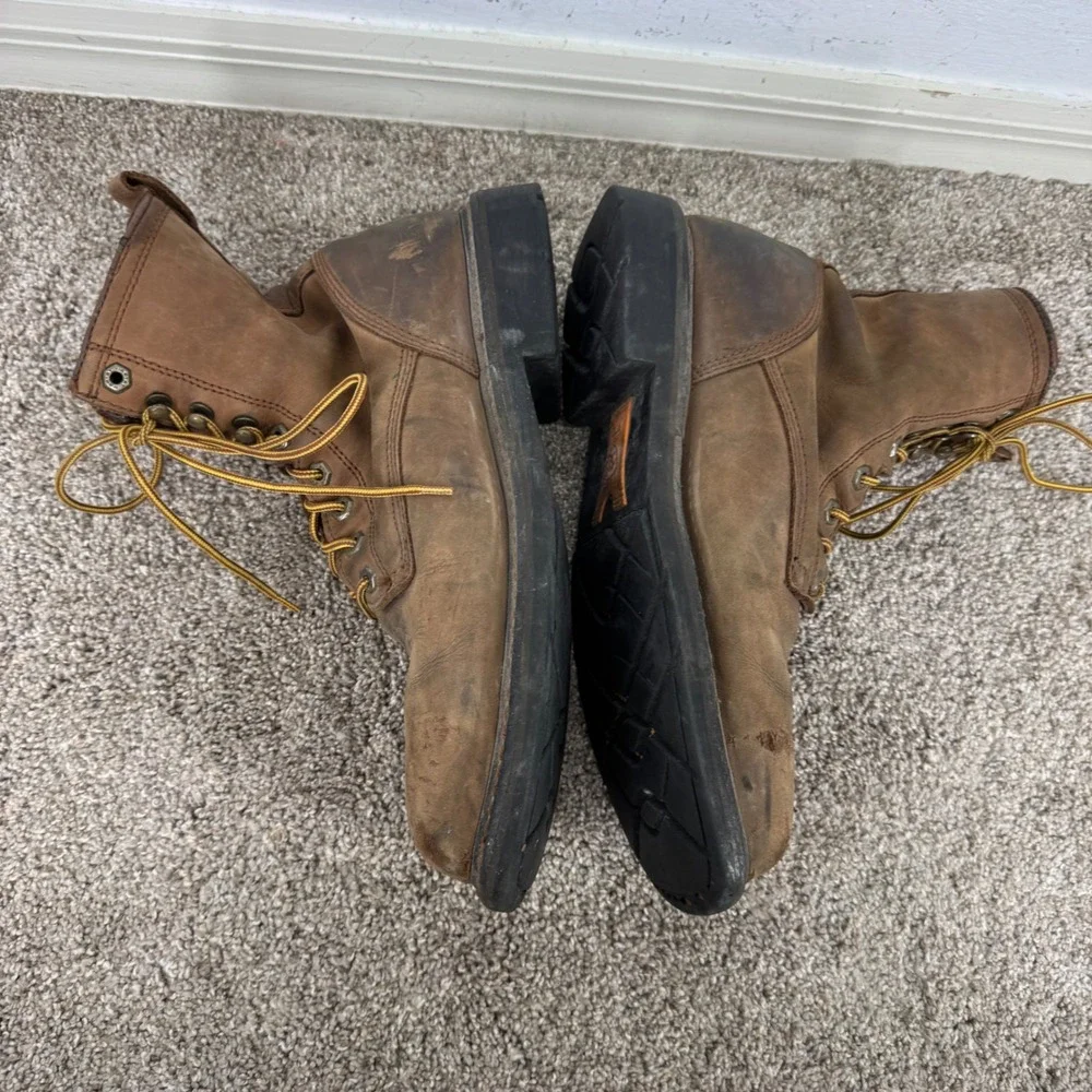 Ariat Steel Toe Work Boots Lace Up Brown Leather Square Toe‎ Mens 10.5 Safety